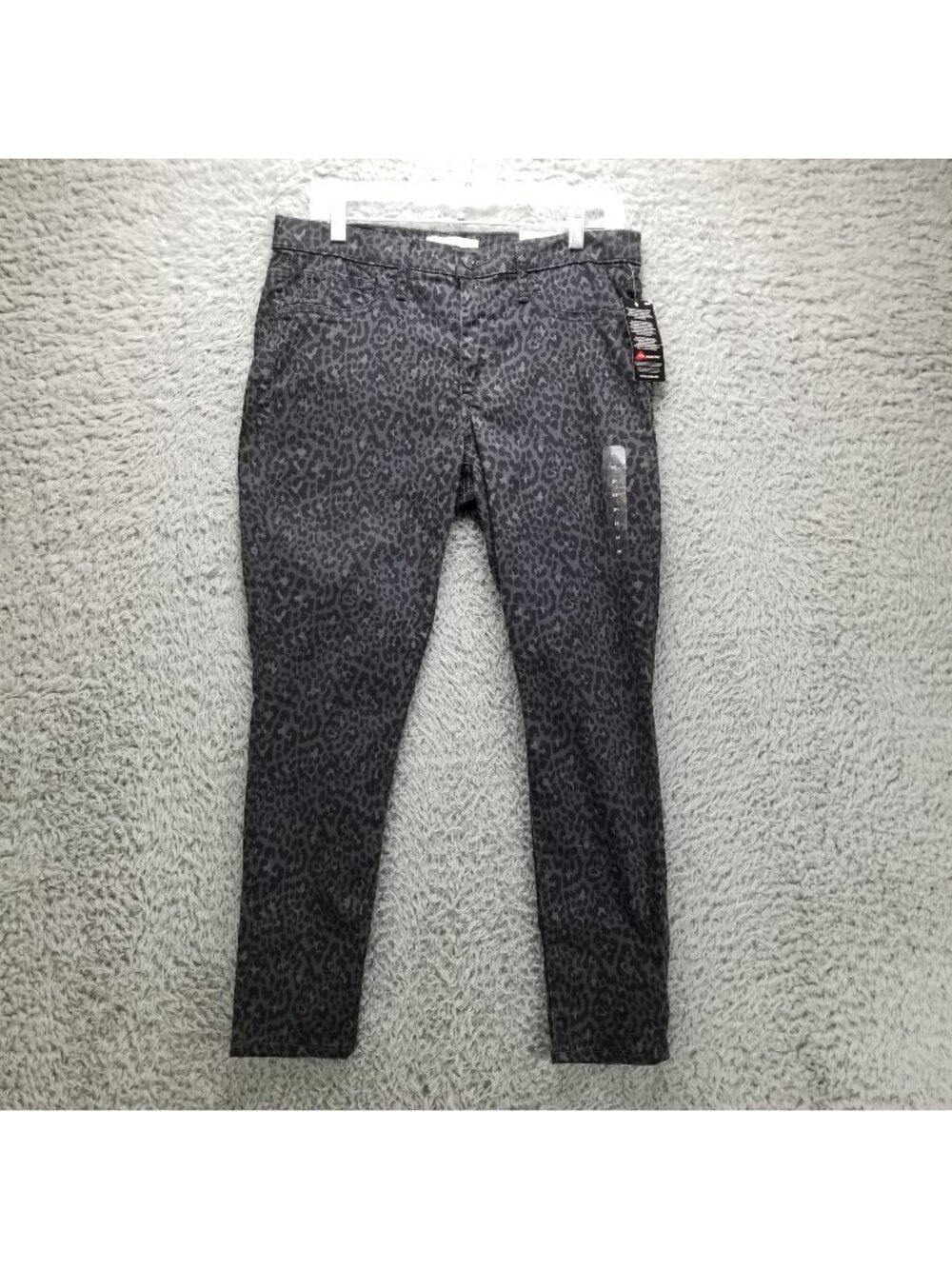 Gap Jeans Womens 31 Stretch Black Gray Cheetah Print Mid Rise Easy Jeggings *NWT